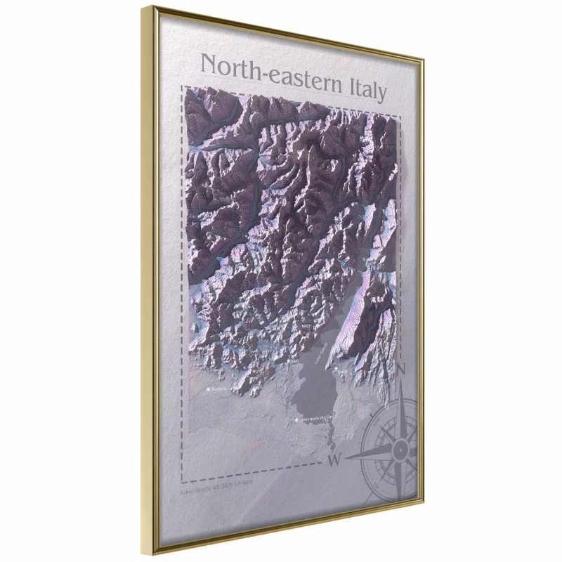 Plakat - Mapa reliefowa: Północno-wschodnie Włochy