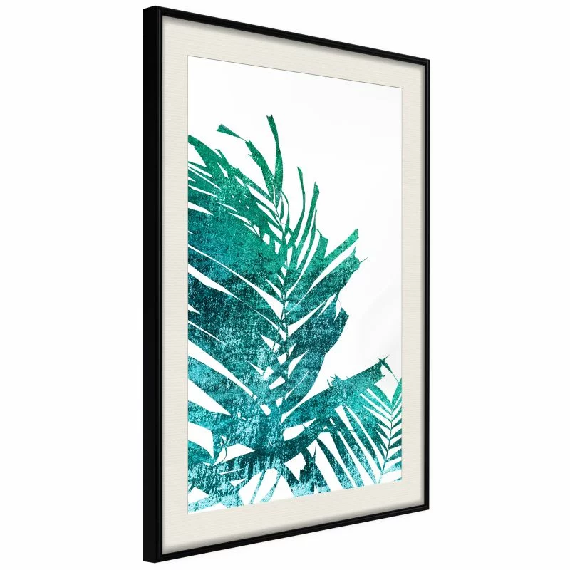 Plakat - Turkusowa palma na białym tle