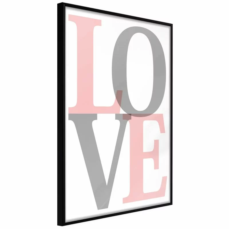 Plakat - Szaro-różowe Love - obrazek 1