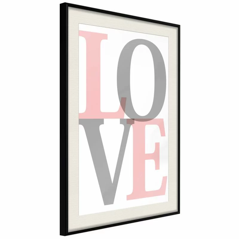 Plakat - Szaro-różowe Love - obrazek 1