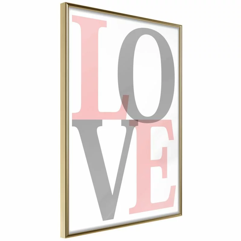 Plakat - Szaro-różowe Love - obrazek 1