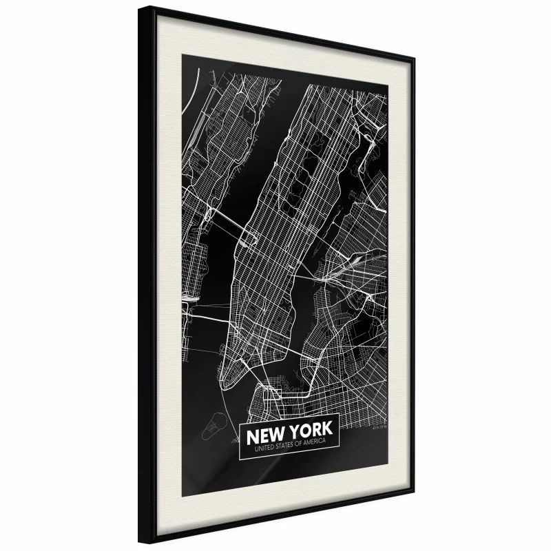 Plakat - Plan miasta: Nowy Jork (ciemny)