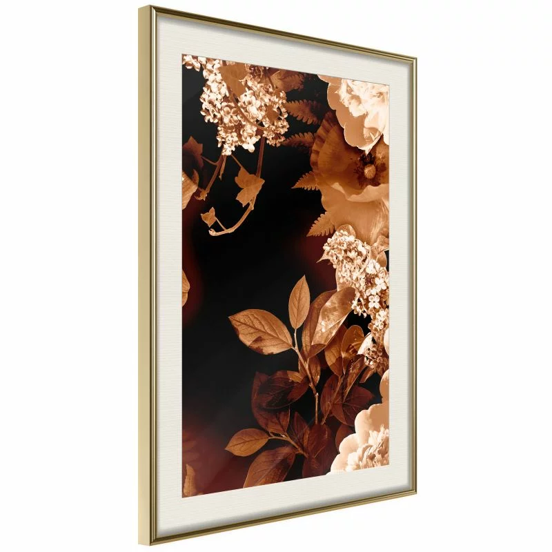 Plakat - Kwiatowa dekoracja w sepii