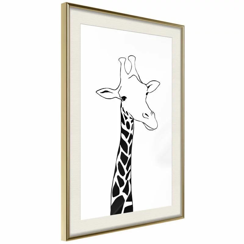 Plakat - Czarno-biała żyrafa