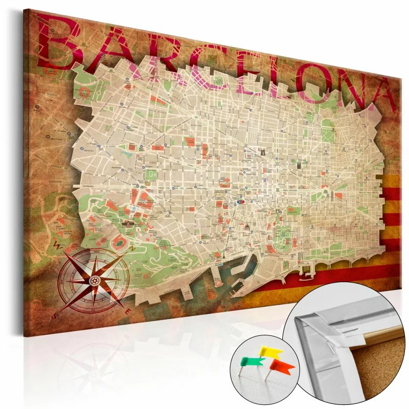 Obraz na korku - Mapa Barcelony   - obrazek 1