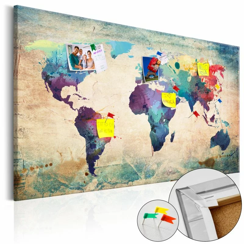 Obraz na korku - Kolorowa mapa świata [Mapa korkowa] - obrazek 1