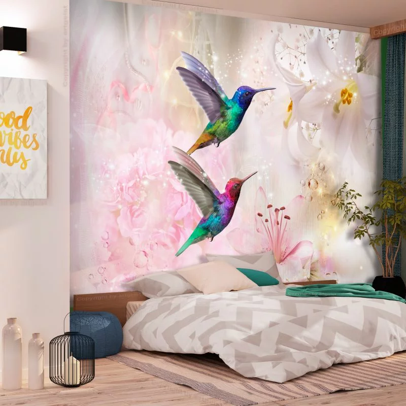Fototapeta samoprzylepna - Kolorowe kolibry (różowy) - obrazek 1