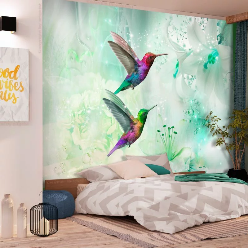 Fototapeta - Kolorowe kolibry (zielony) - obrazek 1