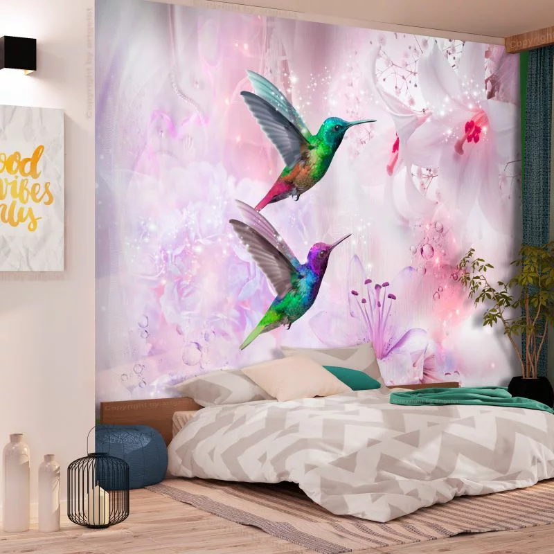 Fototapeta - Kolorowe kolibry (fioletowy) - obrazek 1