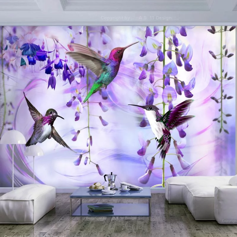 Fototapeta samoprzylepna - Latające kolibry (fioletowy)