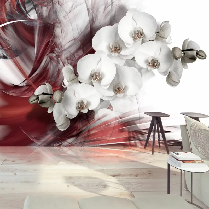 Fototapeta 3D - Orchidea w czerwieni - obrazek 1