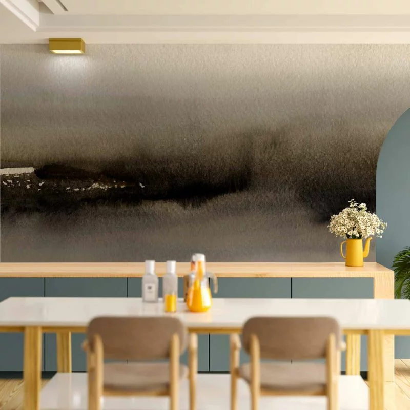 Fototapeta - Diuna - abstrakcyjny nowoczesny obraz w szarościach z czarnym deseniem - obrazek 1