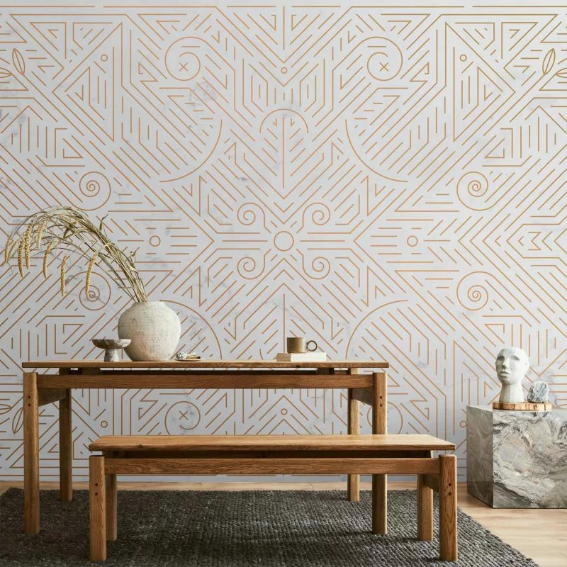 Fototapeta - Wzór geometryczny odcienie złota i kamień marmuru - obrazek 1