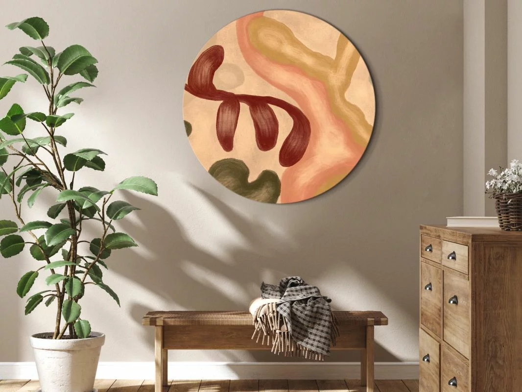 Obraz okrągły - Kolorowe kształty - przetarte figury w technice lime wash - obrazek 1