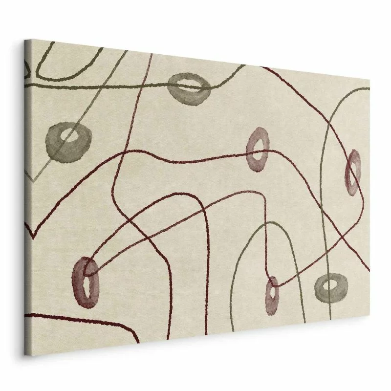 Obraz - Linie i kształty - labirynt z koralików na bladym przecieranym tle - obrazek 1