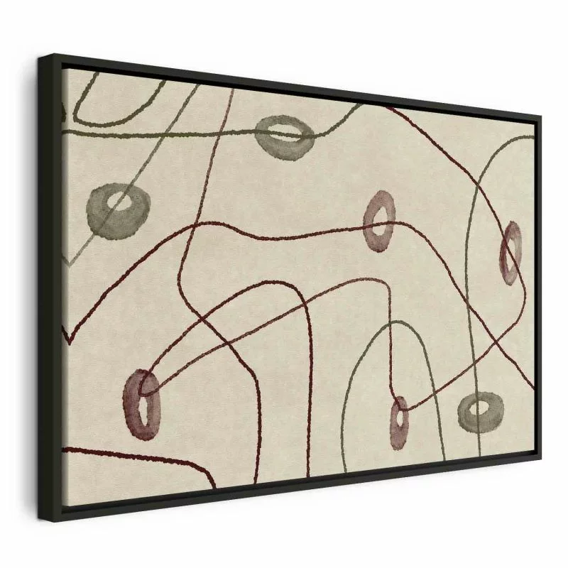 Obraz - Linie i kształty - labirynt z koralików na bladym przecieranym tle - obrazek 1