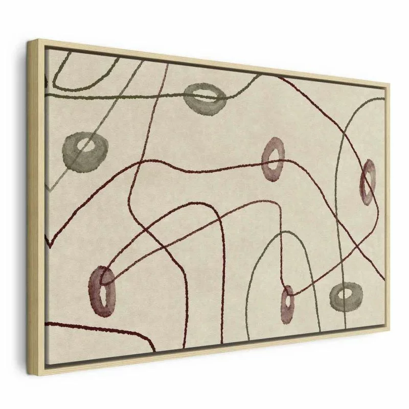 Obraz - Linie i kształty - labirynt z koralików na bladym przecieranym tle - obrazek 1