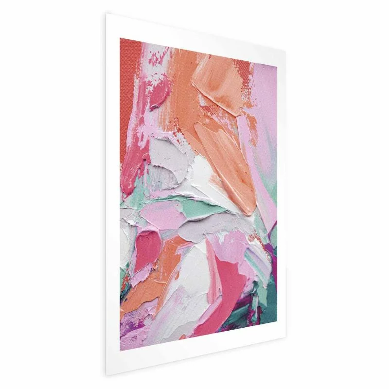 Plakat - Różowa Paleta - żywe odcienie różu; pomarańczu i zieleni na płótnie - obrazek 1