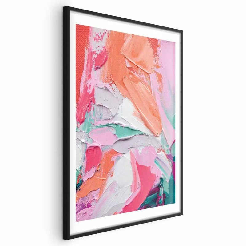 Plakat - Różowa Paleta - żywe odcienie różu; pomarańczu i zieleni na płótnie - obrazek 1
