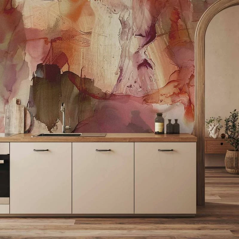 Fototapeta - Wiosenna kompozycja - prześwity i formy w technice farby akwarelowej - obrazek 1