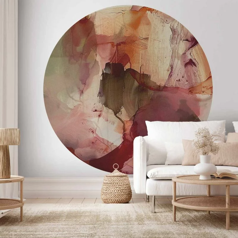 Fototapeta okrągła - Wiosenna kompozycja - prześwity i formy w technice farby akwarelowej - obrazek 1