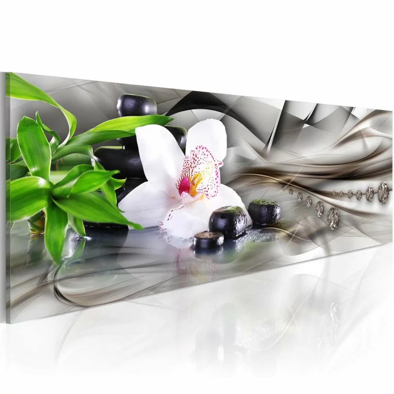Obraz - Kompozycja Zen: bambus, orchidea i kamienie - obrazek 1