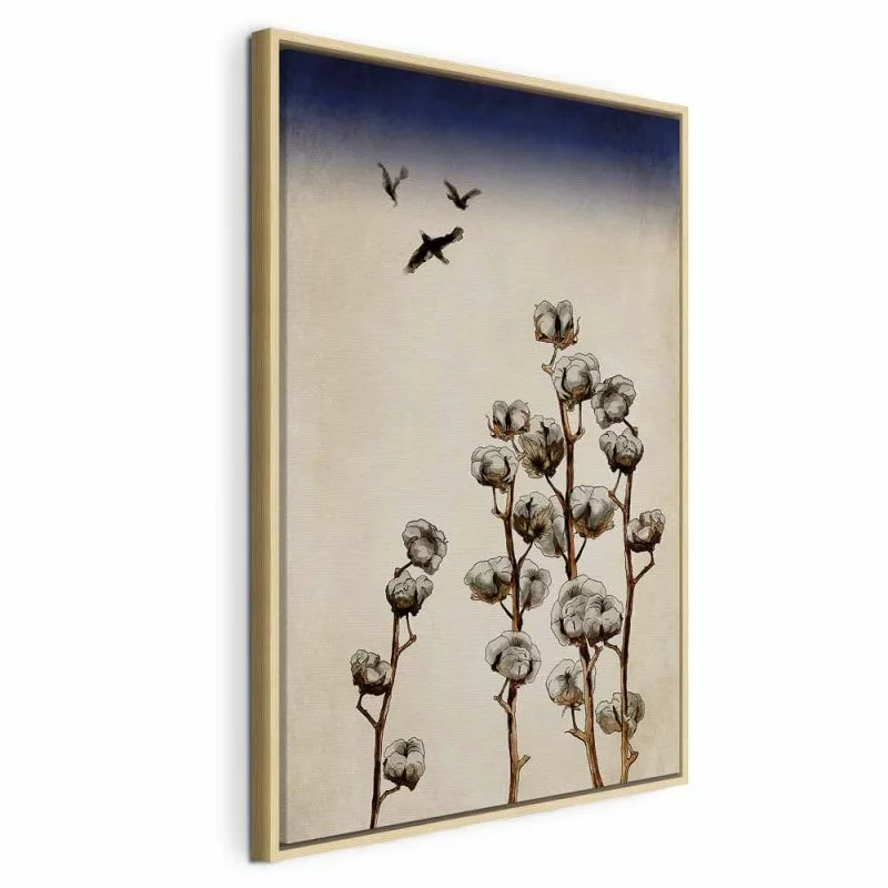 Obraz - Gałązki bawełny (1-częściowy) pionowy - obrazek 1