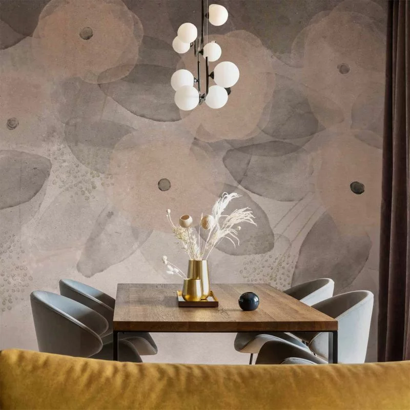 Fototapeta - Minimalistyczna łąka - desenie na delikatnym beżowym tle z teksturą - obrazek 1