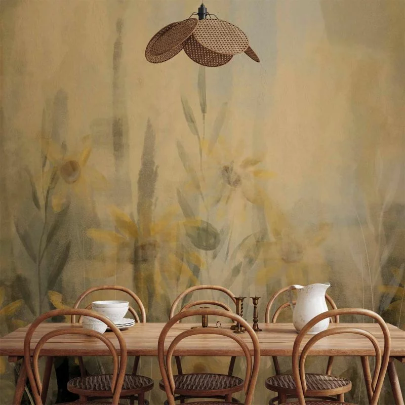 Fototapeta - Muśnięcie latem - motyw roślinny z łąką pełną żółtych kwiatów i traw - obrazek 1