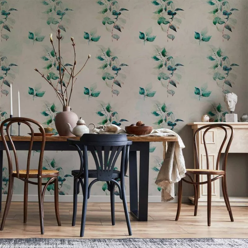 Fototapeta - Miętowa natura - deseń w jednolity motyw roślinny z zielonymi liśćmi - obrazek 1