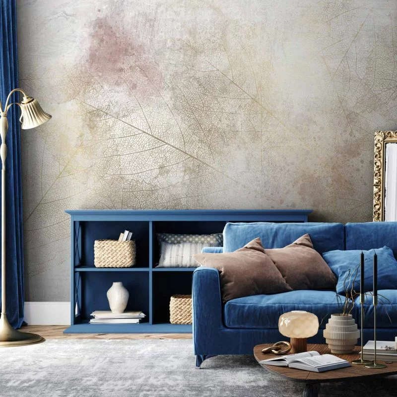 Fototapeta - Letnie wspomnienie - abstrakcyjne tło z cieniem wysuszonych liści - obrazek 1