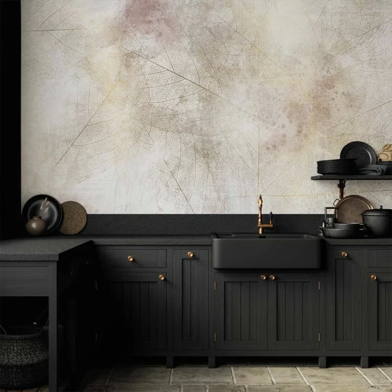 Fototapeta - Letnie wspomnienie - abstrakcyjne tło z cieniem wysuszonych liści - obrazek 1