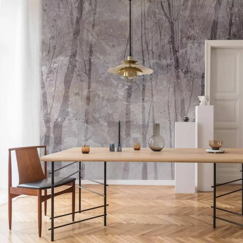 Fototapeta - Wieczny las - pejzaż z zimowym krajobrazem w chłodnej kolorystyce - obrazek 1