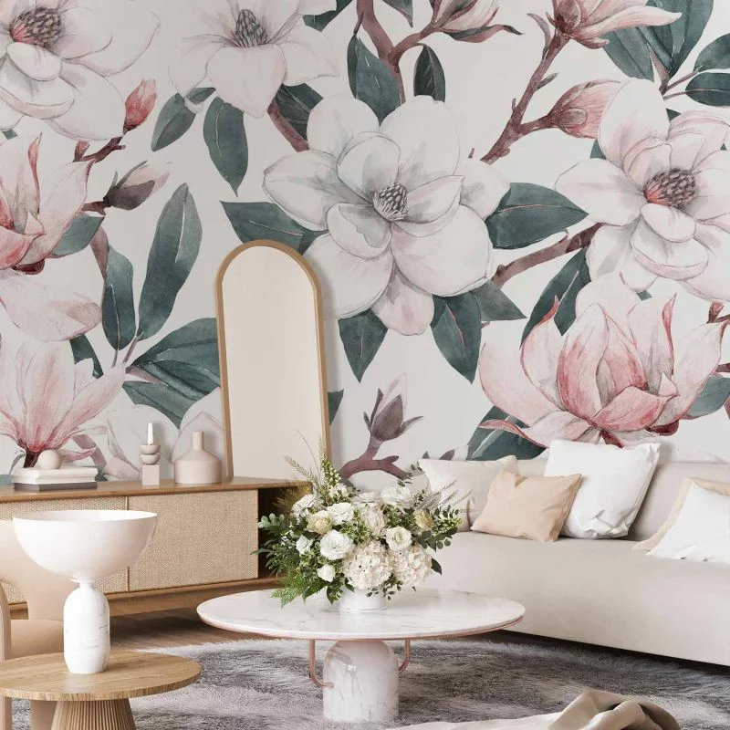 Fototapeta - Akwarelowe magnolie - drugi wariant - obrazek 1
