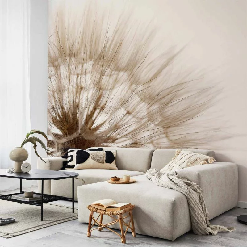 Fototapeta - Natura w przybliżeniu - motyw zbliżonego kwiatu dmuchawca w sepii - obrazek 1