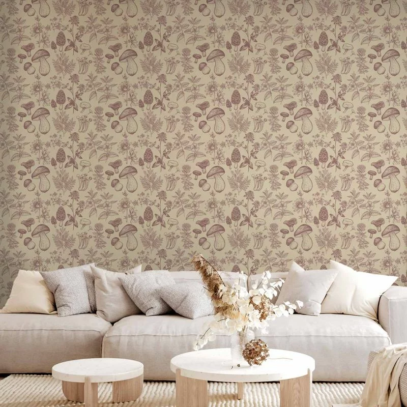 Tapeta - Beżowe grzyby i zioła - obrazek 1