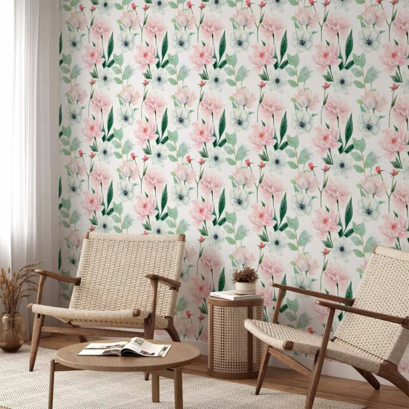 Tapeta - Piwonie na białym tle - obrazek 1