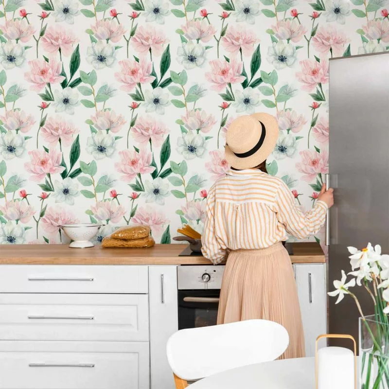 Tapeta - Piwonie na białym tle - obrazek 1