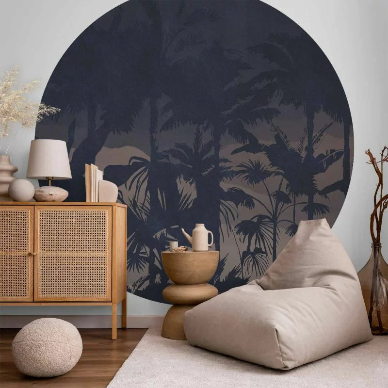 Fototapeta okrągła - Dżungla nocą - obrazek 1