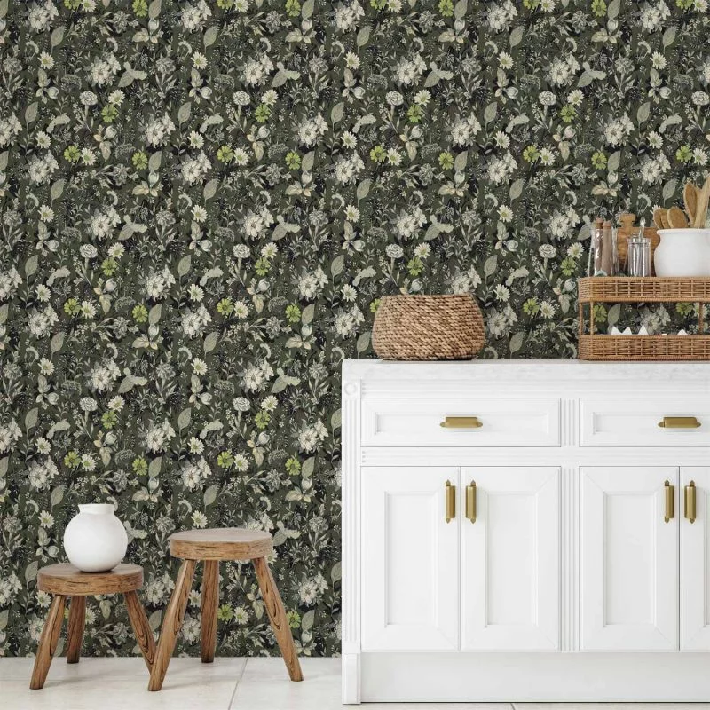 Tapeta - Pachnące kwiaty i zioła - zielony - obrazek 1