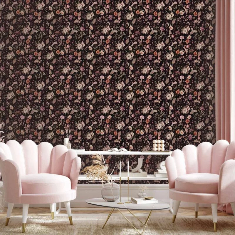 Tapeta - Pachnące kwiaty i zioła - śliwkowy - obrazek 1