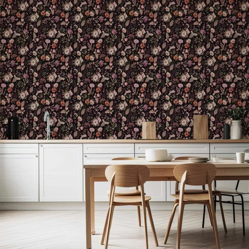 Tapeta - Pachnące kwiaty i zioła - śliwkowy - obrazek 1