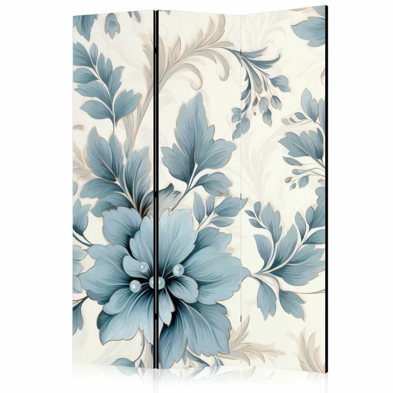 Parawan - Turkusowe kwiaty w retro klimacie; florystyczne ornamenty - obrazek 1