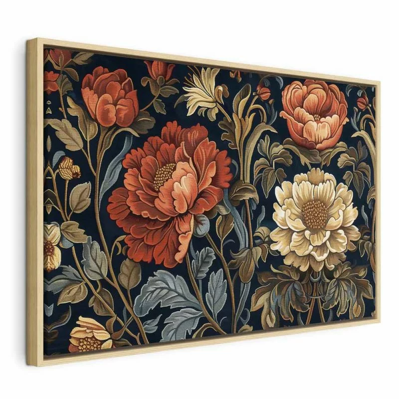 Obraz - Gobelinowe wielkie kwiaty retro motyw florystyczny w stylu kilimu / Gobelinowe wielkie kwiaty w stylu retro - obrazek 1