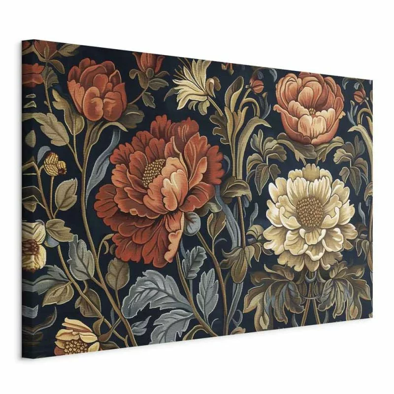 Obraz - Gobelinowe wielkie kwiaty retro motyw florystyczny w stylu kilimu / Gobelinowe wielkie kwiaty w stylu retro - obrazek 1