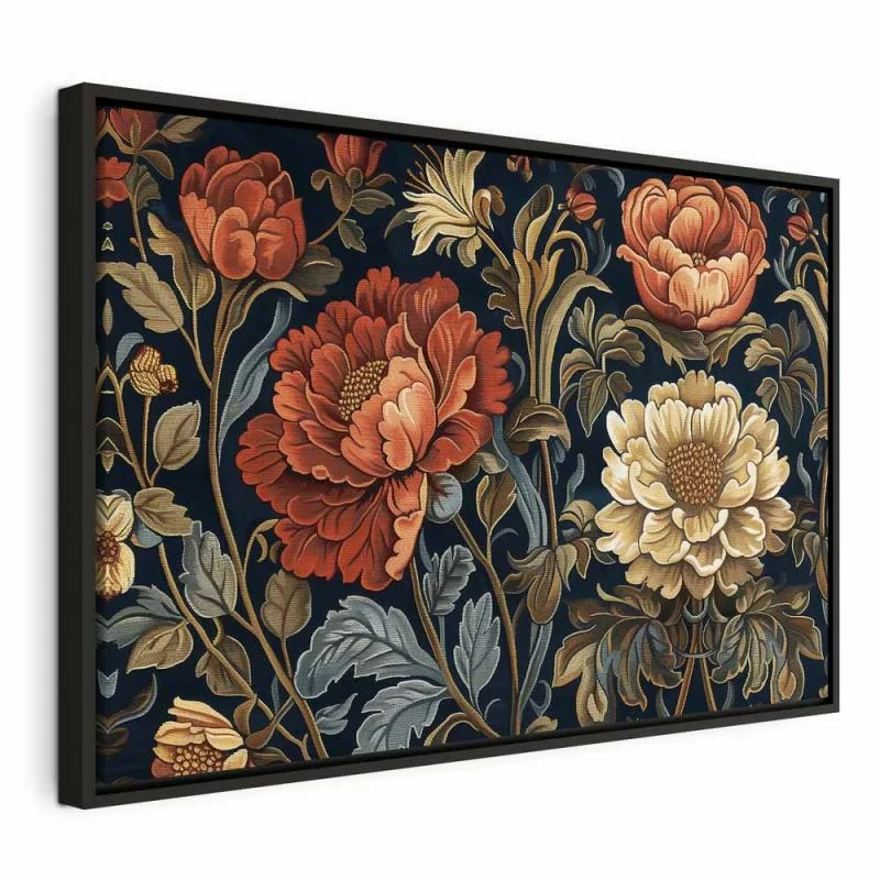 Obraz - Gobelinowe wielkie kwiaty retro motyw florystyczny w stylu kilimu / Gobelinowe wielkie kwiaty w stylu retro - obrazek 1