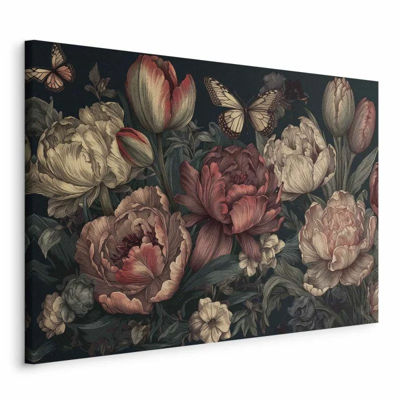 Obraz - Kwiaty na turkusowym tle - obrazek 1