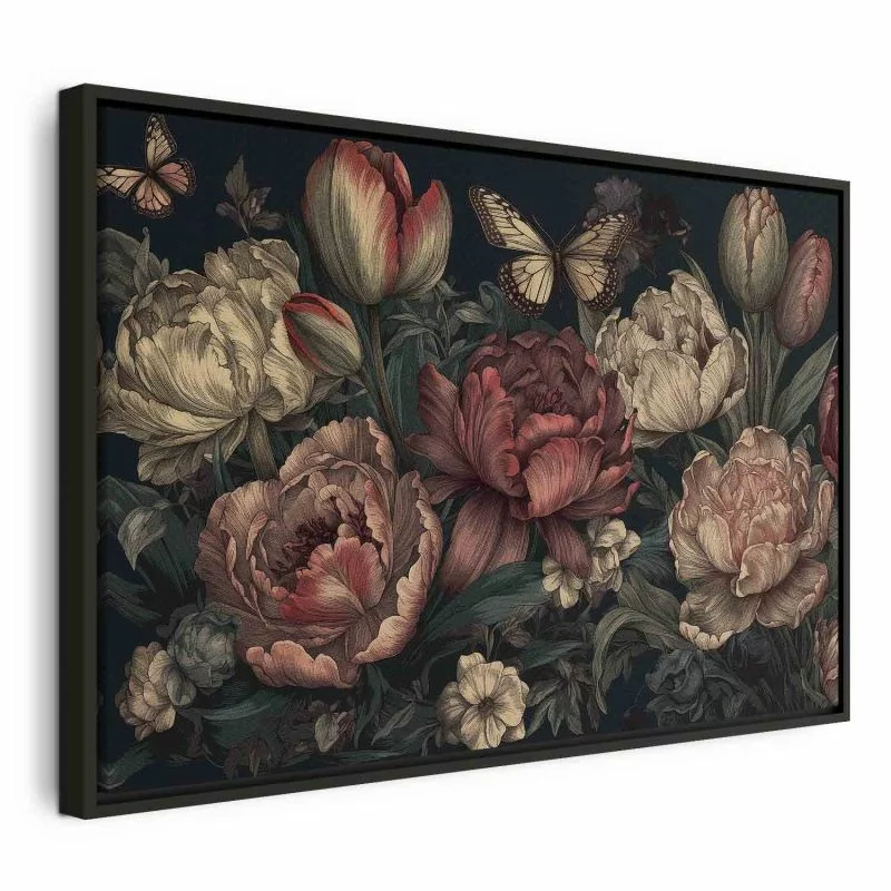 Obraz - Kwiaty na turkusowym tle - obrazek 1