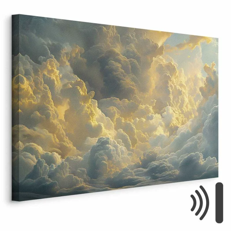 Obraz - Ostatnie tchnienie dnia: chmury rozświetlone wieczornym blaskiem - obrazek 1