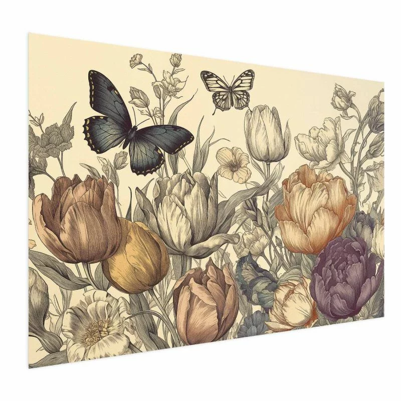 Plakat - Kolorowe tulipany na kremowym tle - obrazek 1